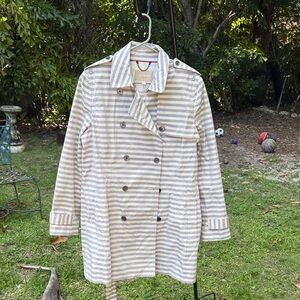 Banana Republic Gray Striped Trench Coat BNNU